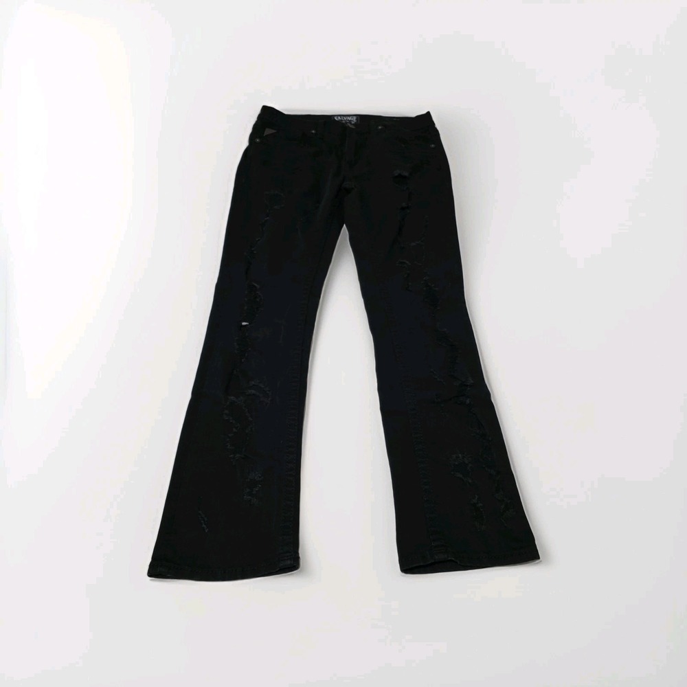 Salvage Jeans Men's 34R 36x32 Black Mayhem Distressed Regular Fit Denim Buckle
